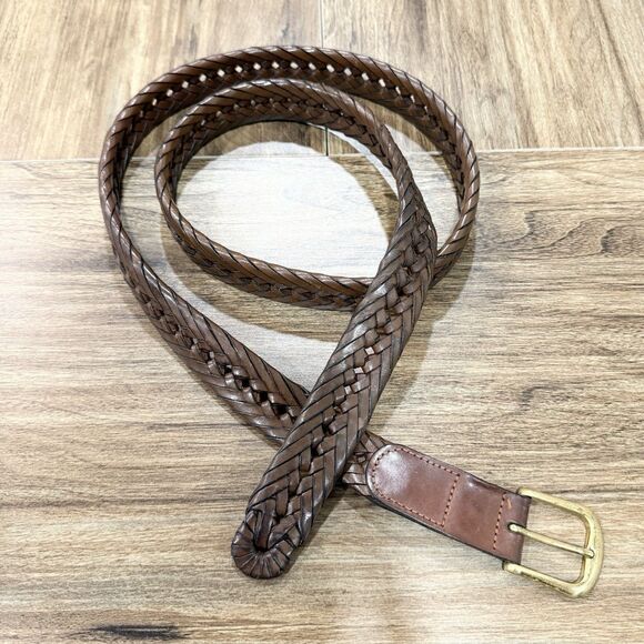 L.L. Bean Accessories - LL Bean Brown Braided Leather Belt Solid Brass Buckle Women Size Large 44 in.